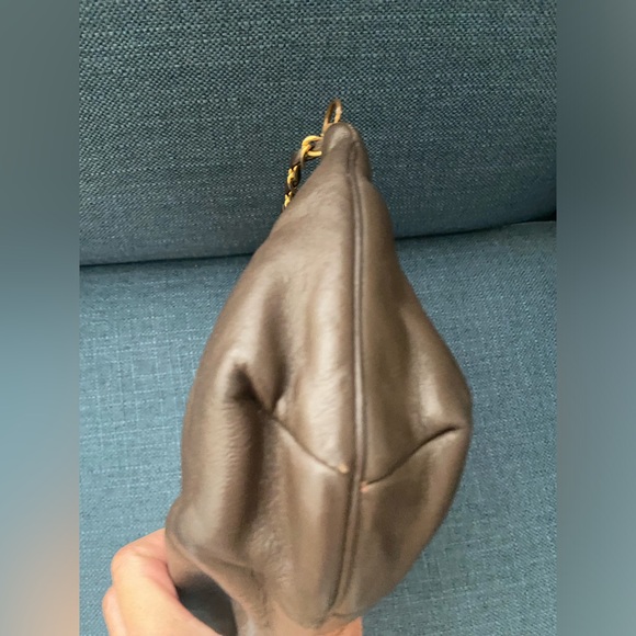 Vintage Dark Brown Genuine Leather Morris M. Handbag with Gold Chain - Picture 6 of 16